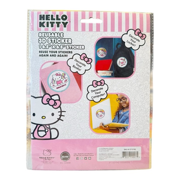 Hello Kitty 3D Reusable Sticker - Picture 2 of 2